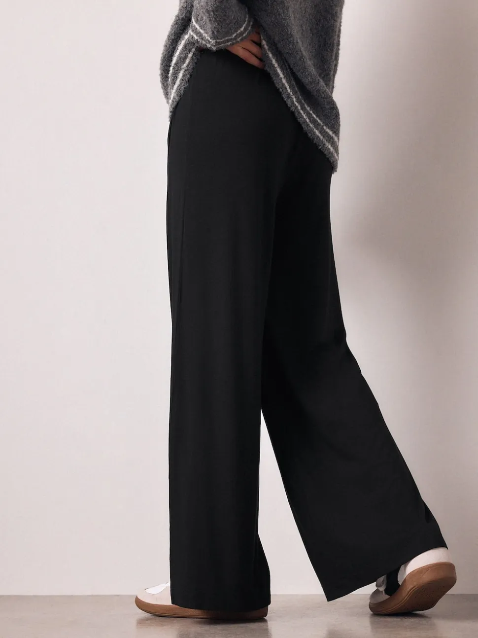 Noir - Joggings à jambe large en jersey
