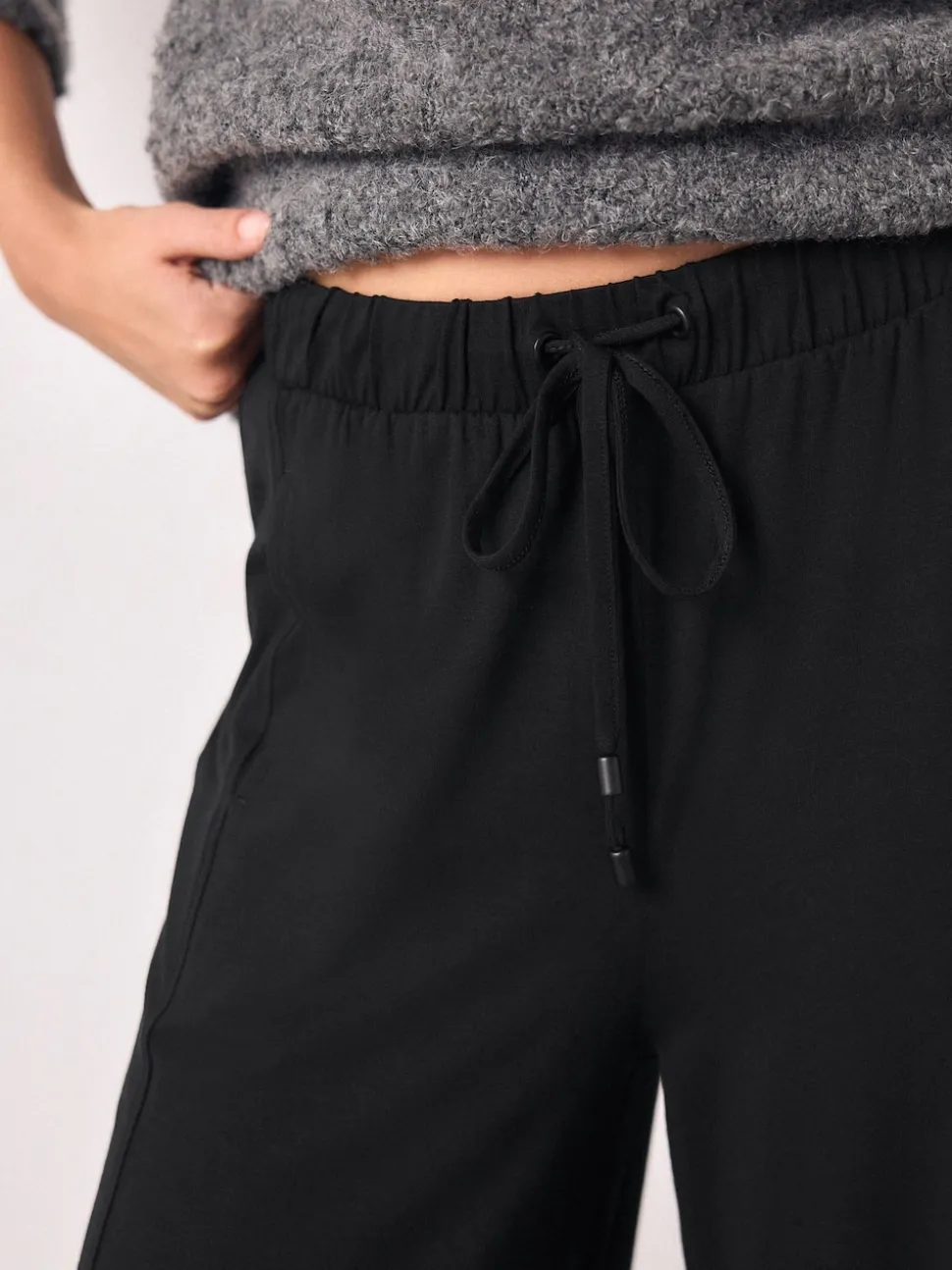 Noir - Joggings à jambe large en jersey