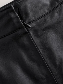 Noir - Jupe crayon N. Premium en cuir véritable