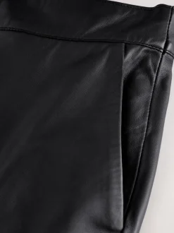 Noir - Jupe crayon N. Premium en cuir véritable