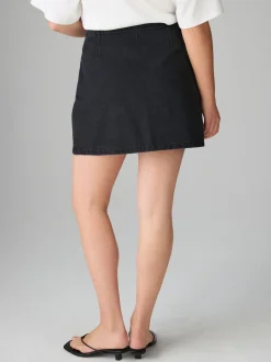 Noir - Jupe en jean mini sablier