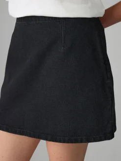Noir - Jupe en jean mini sablier