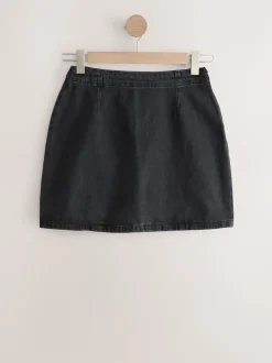 Noir - Jupe en jean mini sablier