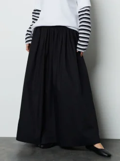 Noir - Jupe longue Maxi froncée