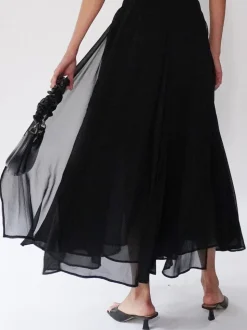 Noir - Jupe longue Olsen Religion Eligion transparente multicouche transparente