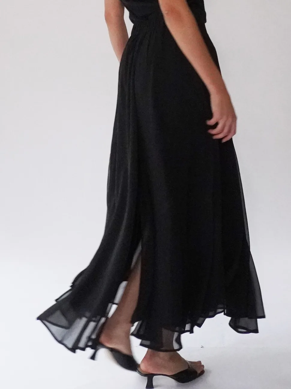Noir - Jupe longue Olsen Religion Eligion transparente multicouche transparente