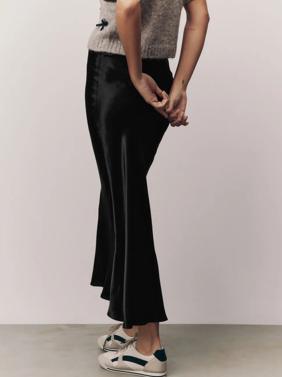 Noir - Jupe Midi Satin