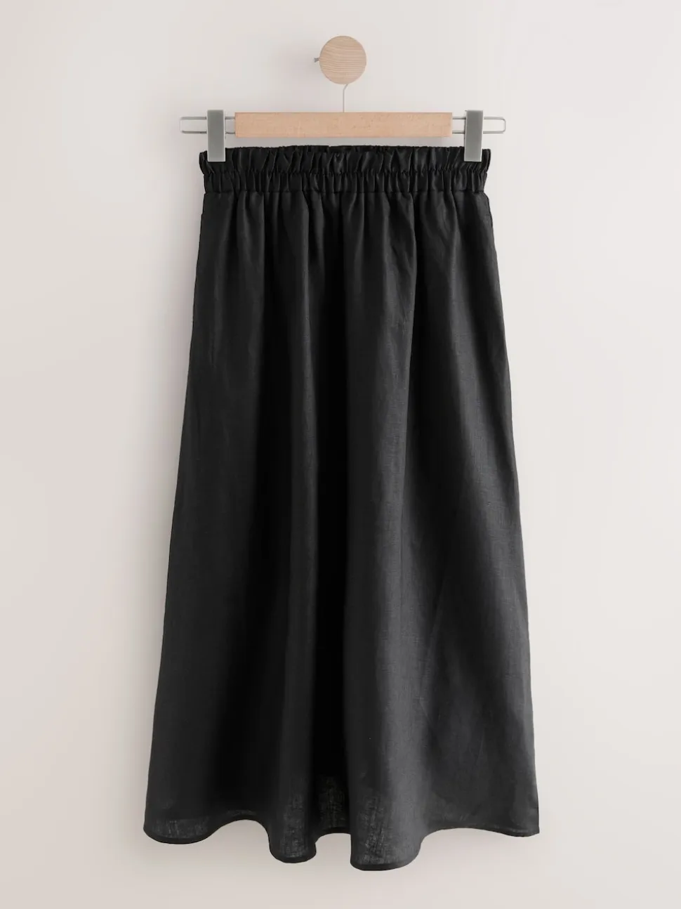 Noir - Jupe mi-longue 100% lin