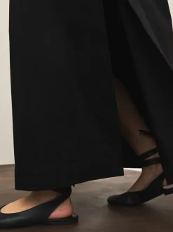 Noir - Jupe mi-longue en coton Blend à taille élastique