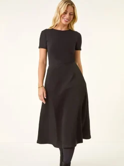 Noir - Jupe Roman Petite A-Line en daim