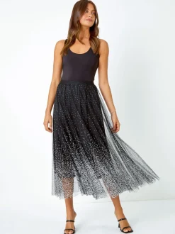 Noir - Jupes Roman en maille élastique à pois