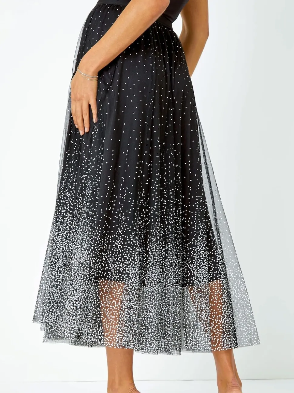 Noir - Jupes Roman en maille élastique à pois