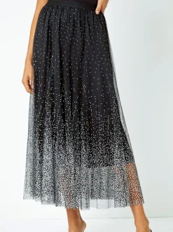 Noir - Jupes Roman en maille élastique à pois