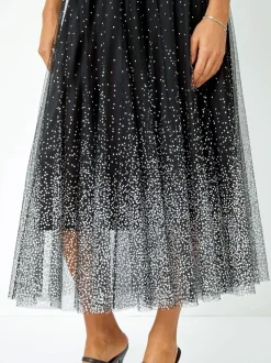 Noir - Jupes Roman en maille élastique à pois