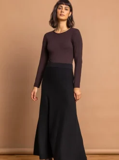 Noir - Jupes Roman en maille extensible mi-longues