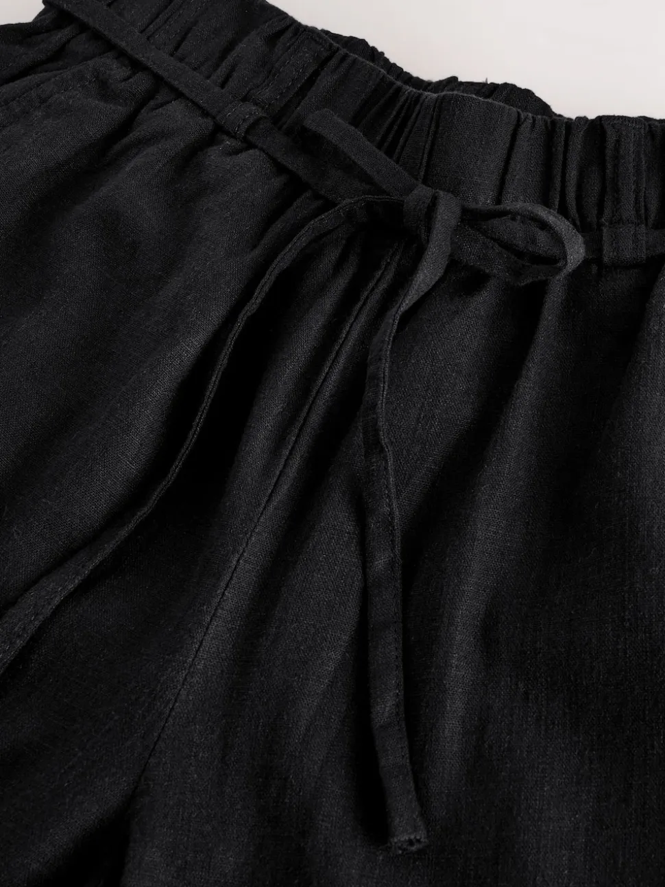 Noir - Jupes-culottes en lin mélangé à taille nouée