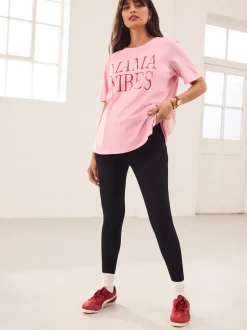 Noir - Leggings de maternité côtelés sans couture