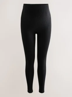 Noir - Leggings de maternité côtelés sans couture