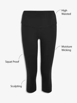 Noir - Leggings gainants courts à taille haute