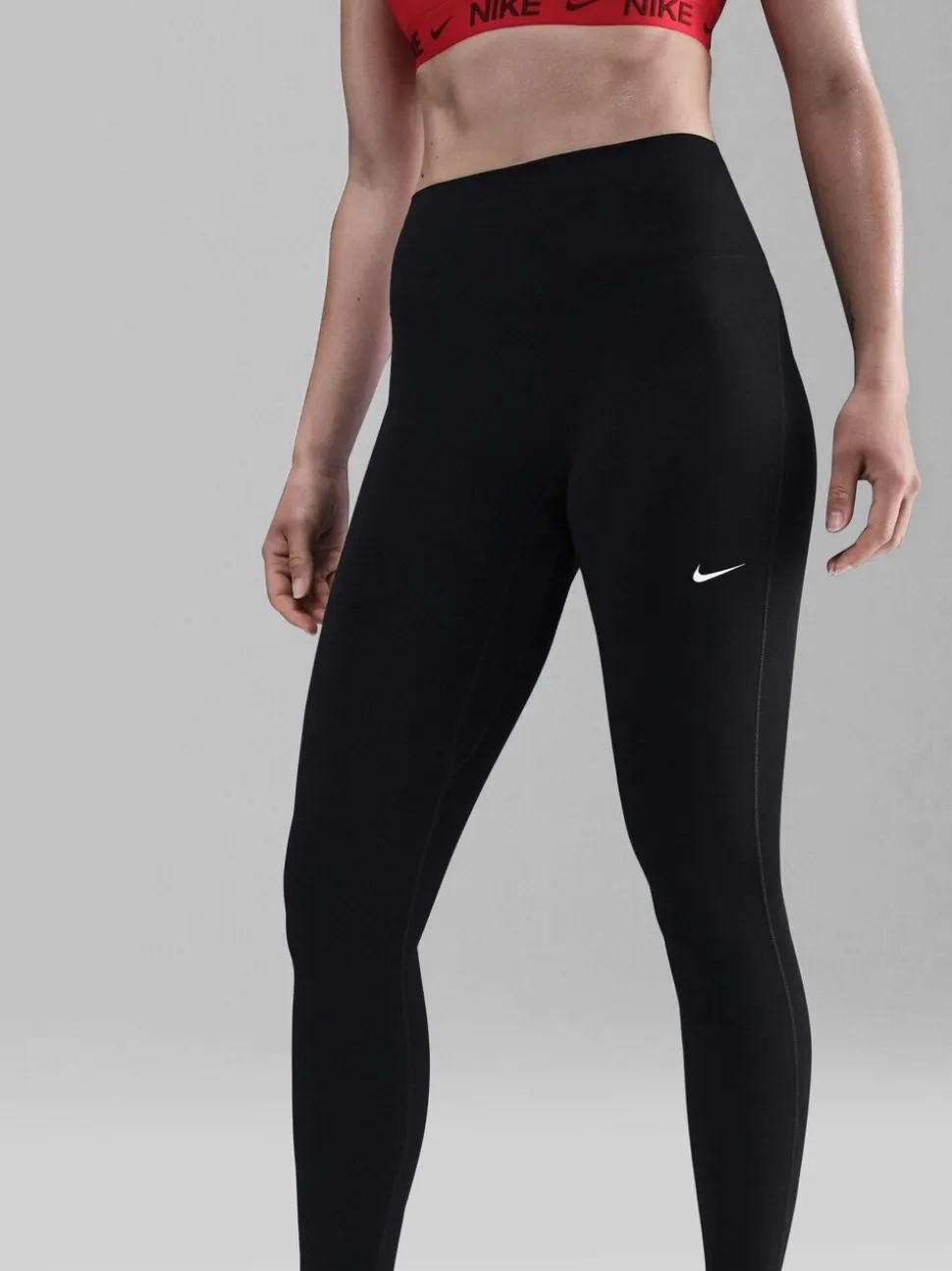 Noir - Leggings Nike One taille haute sans coutures sur le devant