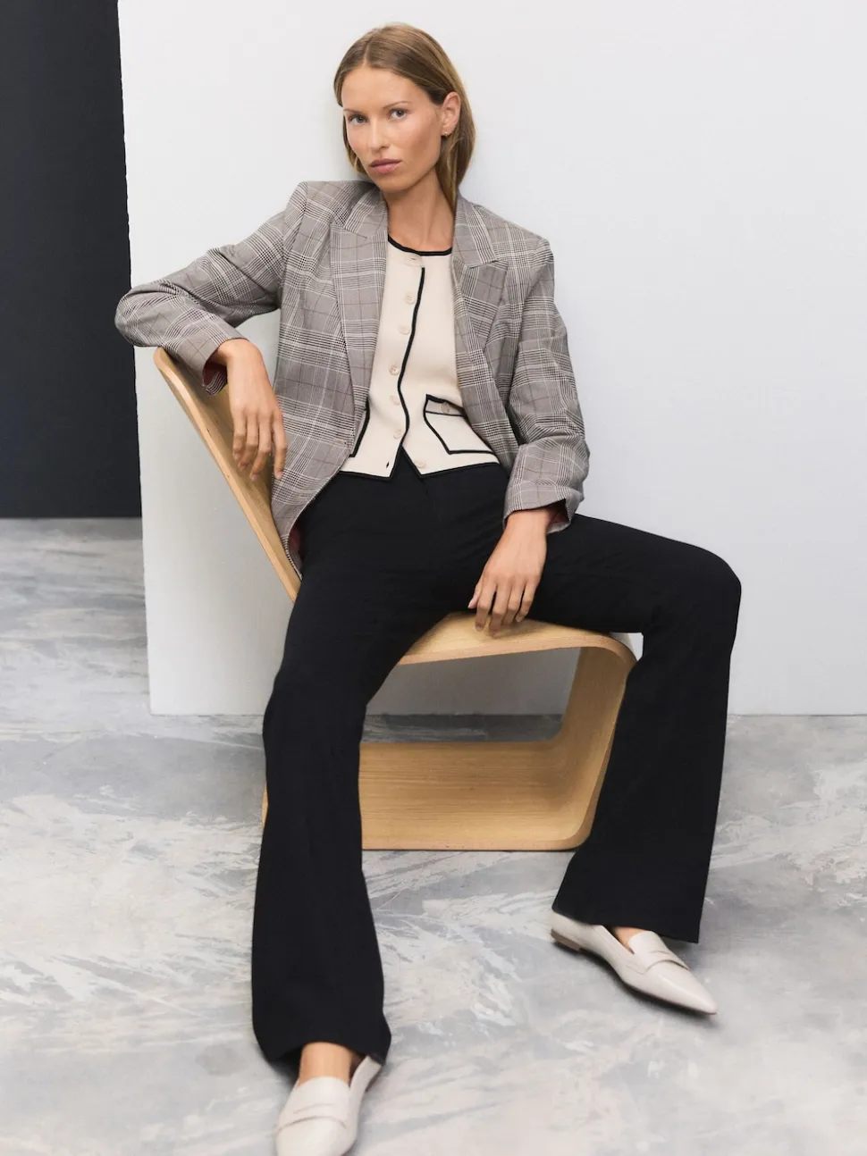 Noir - Leggings évasés en jersey de denim