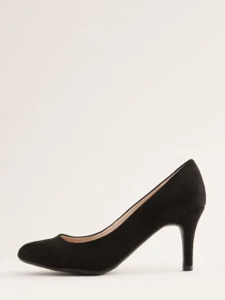 Noir - Les amis aiment ces escarpins à talon bas stiletto et à bout rond en faux daim