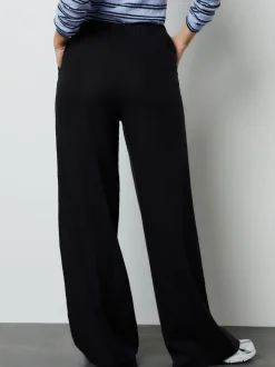Noir - Linen Blend Wide Leg Pantalon