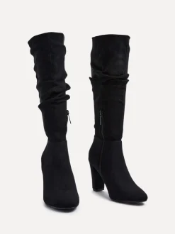 Noir - Linzi Aura - Bottes à talons hauts froncés et à talons hauts