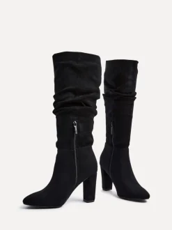 Noir - Linzi Aura - Bottes à talons hauts froncés et à talons hauts