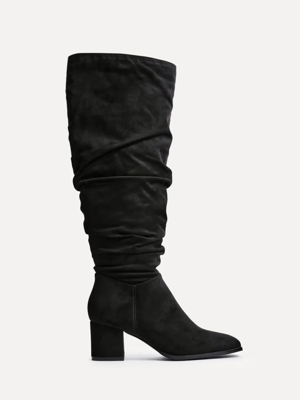 Noir - Linzi Bottes au genou en faux daim à bout carré et talon carré