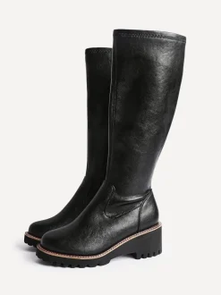 Noir - Linzi Bottes compensées hautes extensibles