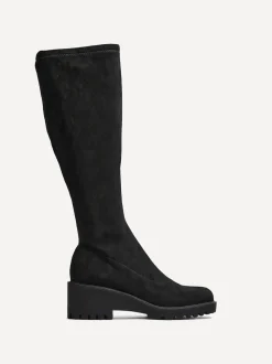 Noir - Linzi Bottes hautes Kortina marron en daim avec talon compensé