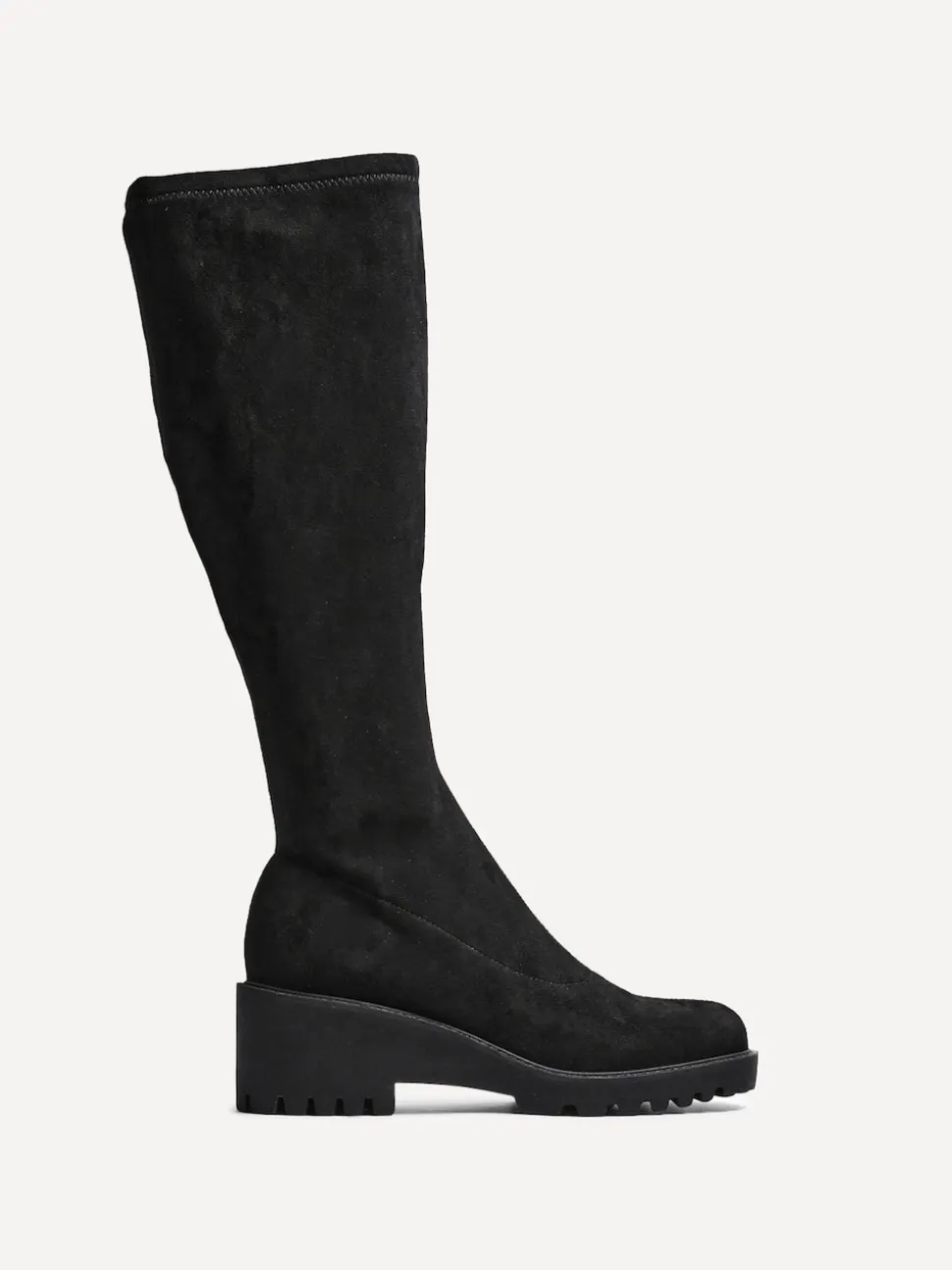 Noir - Linzi Bottes hautes Kortina marron en daim avec talon compensé