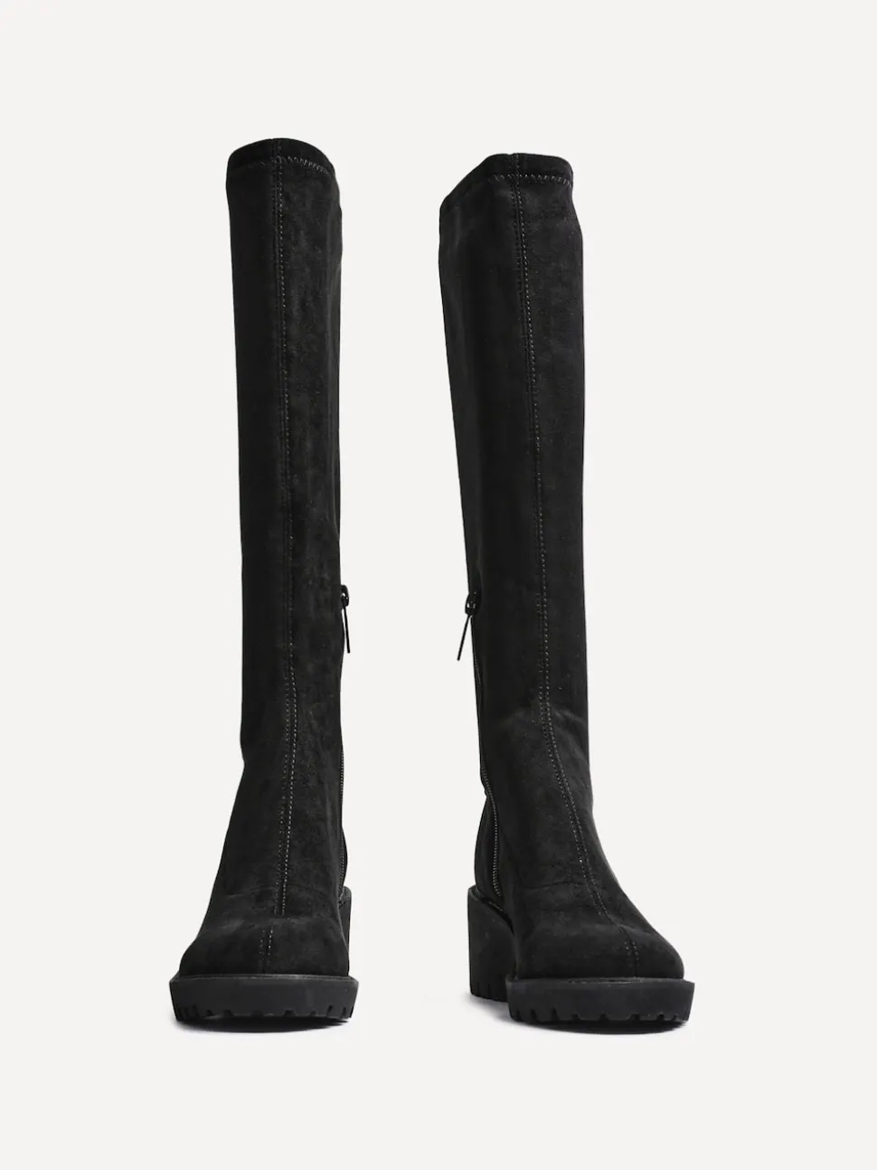Noir - Linzi Bottes hautes Kortina marron en daim avec talon compensé