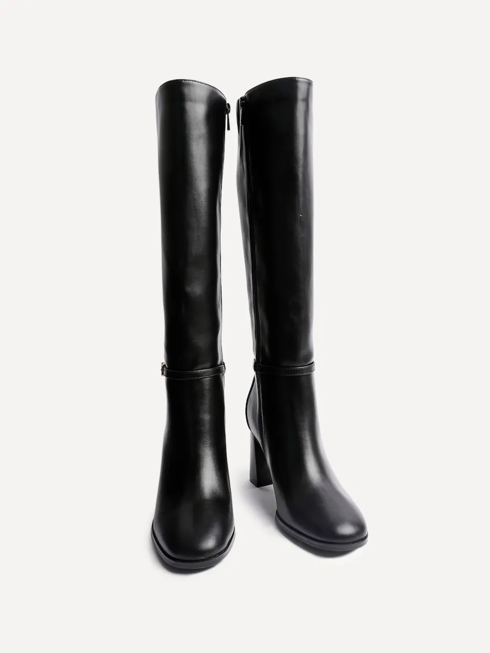 Noir - Linzi Bottes Midtown à talon carré avec boucle