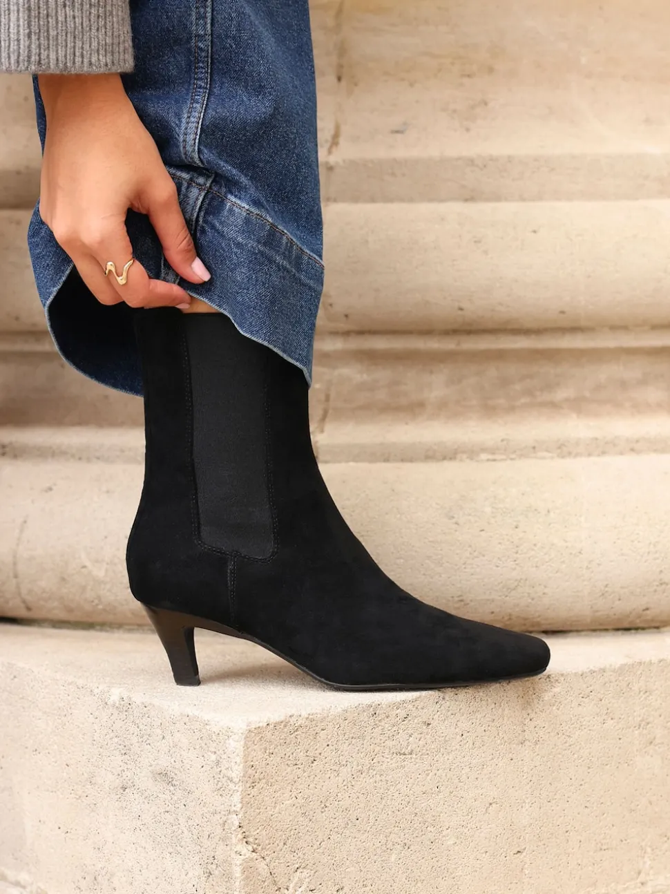 Noir - Linzi Bottes Ritual à talons chaton Chelsea