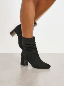 Noir - Linzi bottines Maven froncées à talon carré