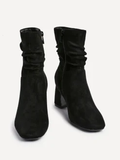 Noir - Linzi bottines Maven froncées à talon carré