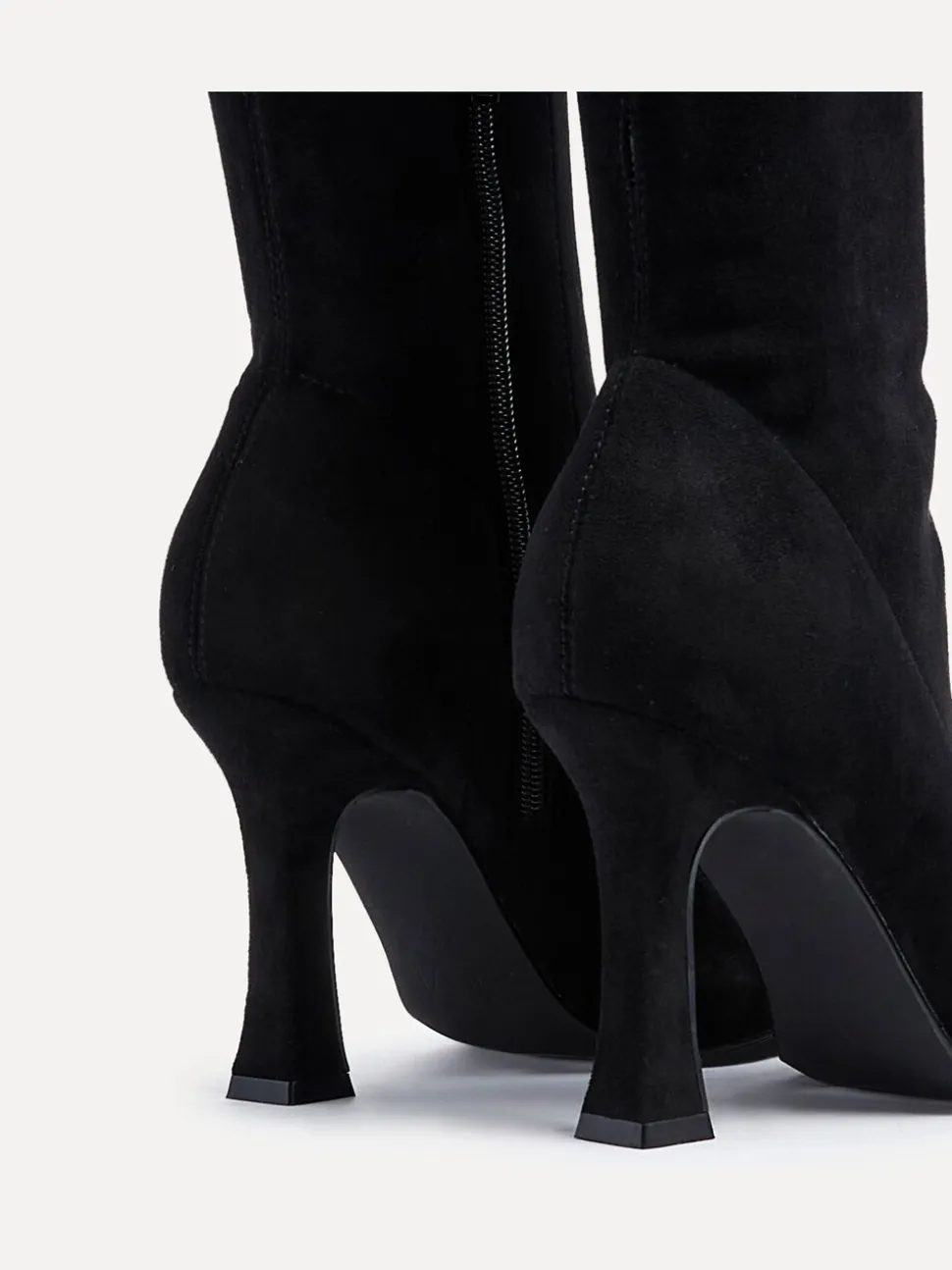 Noir - Linzi Gabrielle High Leg Extensible Faux suède Bottes