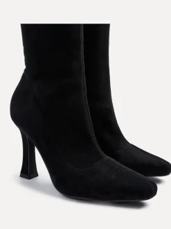 Noir - Linzi Gabrielle High Leg Extensible Faux suède Bottes