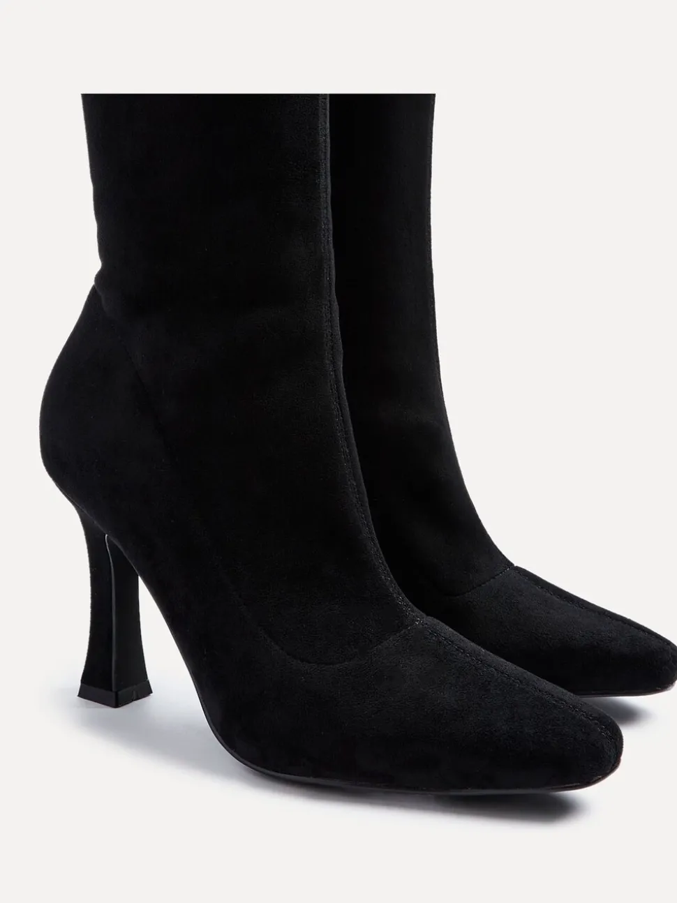 Noir - Linzi Gabrielle High Leg Extensible Faux suède Bottes