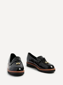 Noir - Linzi Nancy Patent Loafers With Tassel Detail