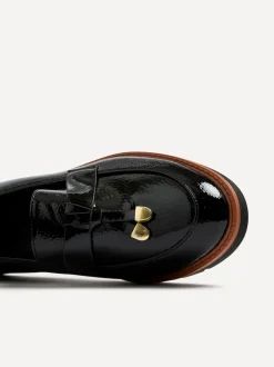 Noir - Linzi Nancy Patent Loafers With Tassel Detail