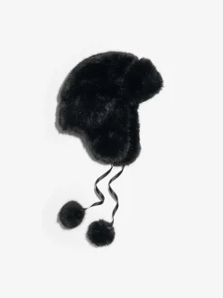 Noir - Lipsy Chapeau de trappeur en fausse fourrure avec pompons