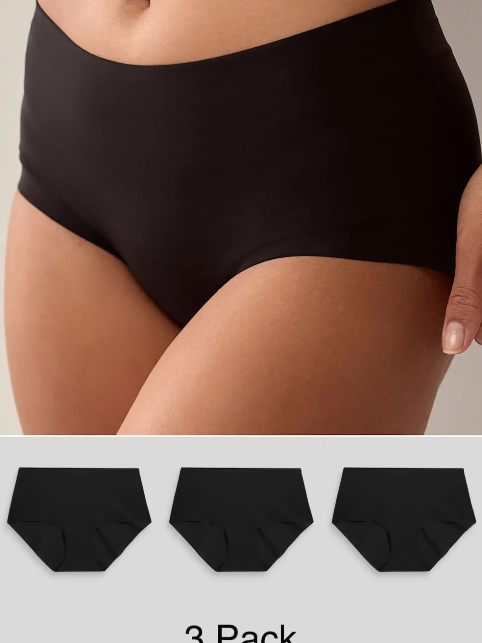Noir - Lot 3 culottes invisibles et confortables