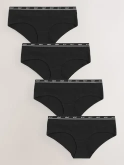 Noir - Lot de 4 culottes à logo en coton