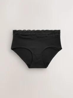 Noir - Lot de 4 culottes en coton et dentelle
