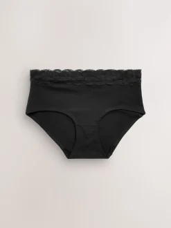 Noir - Lot de 4 culottes en coton et dentelle