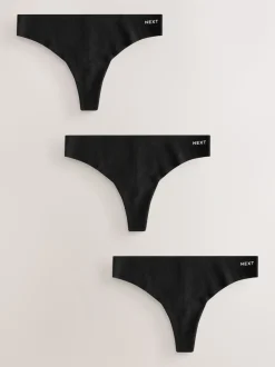 Noir - Lot de 3 culottes en coton majoritaire sans VPL