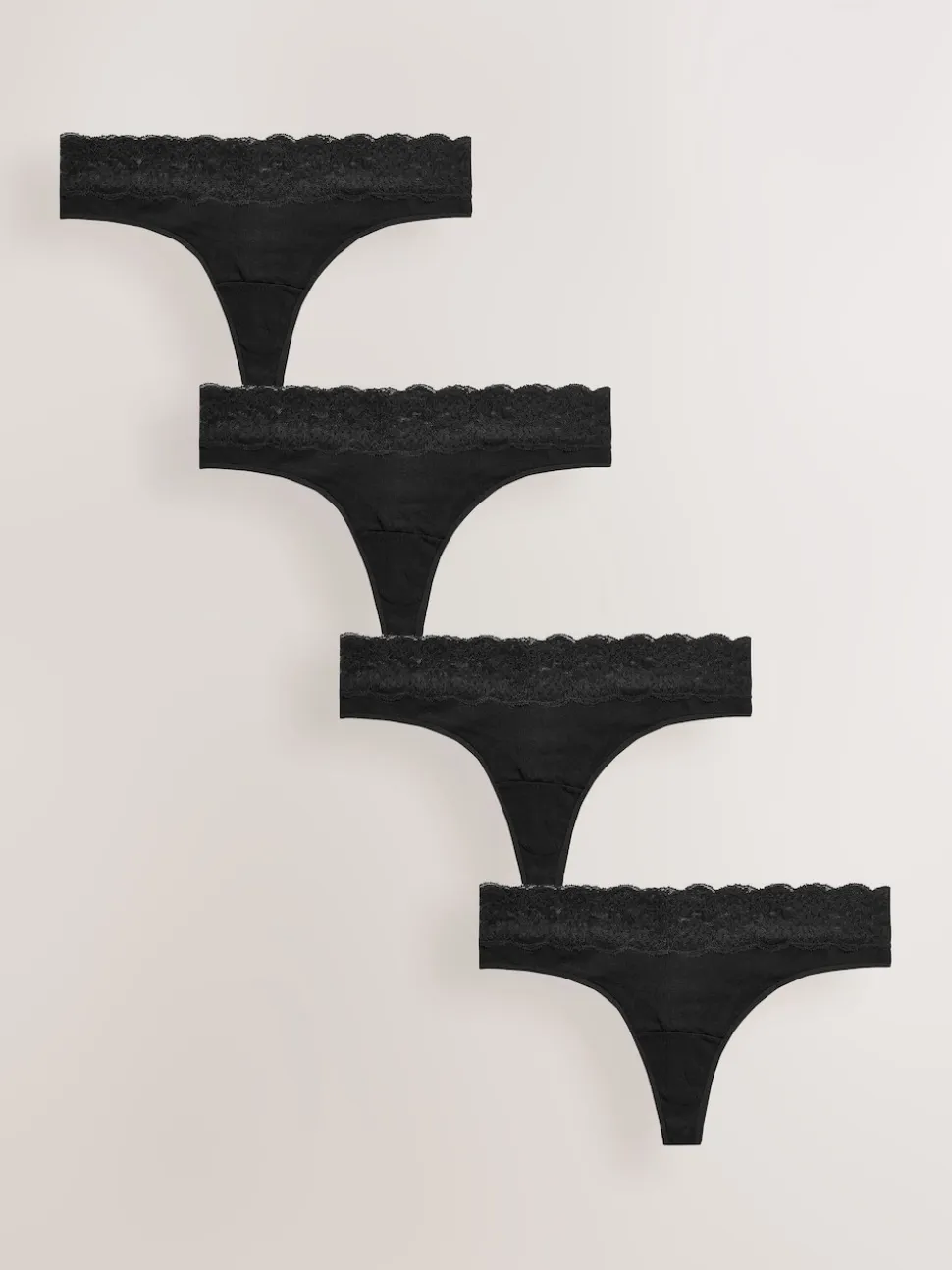 Noir - Lot de 4 culottes en coton et dentelle